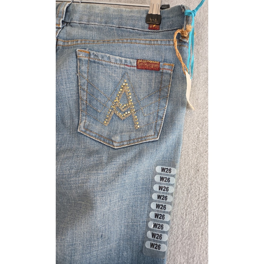 Seven for All Mankind Jeans Womens 26 A Pocket Flare Light Wash Jewel Pocket NEW
